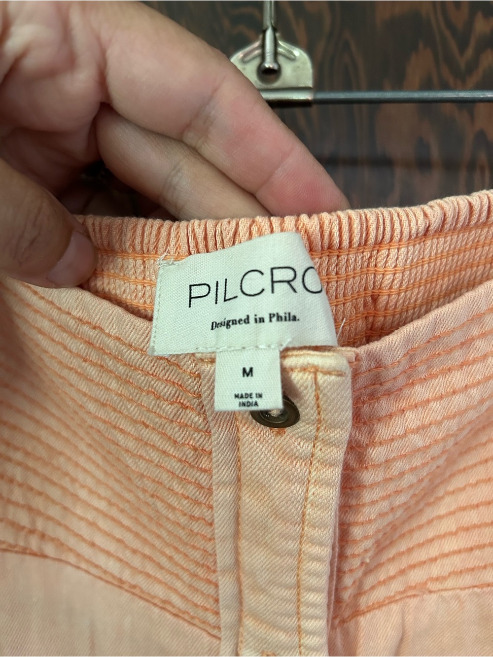 Anthropologie Pilcro Peach Cotton Button Front Skirt - Picture 5 of 6